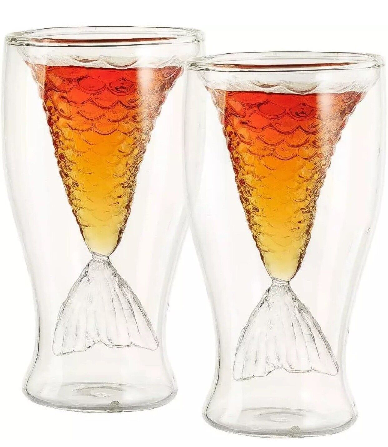 Crystal Mermaid Tail Shot Glasses  2Pk 100Ml Stemless Glasses Set for Alcohol