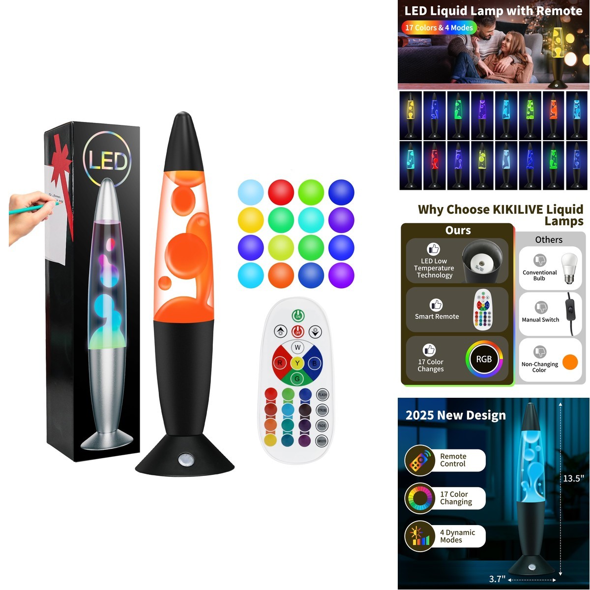 KIKILIVE 16" Liquid Motion Lamp LED Relaxing Night Light Remote Motion Lamp 16” KIKILIVE 16" Liquid Motion Lamp LED Relaxing Night Light Remote Motion Lamp 16”