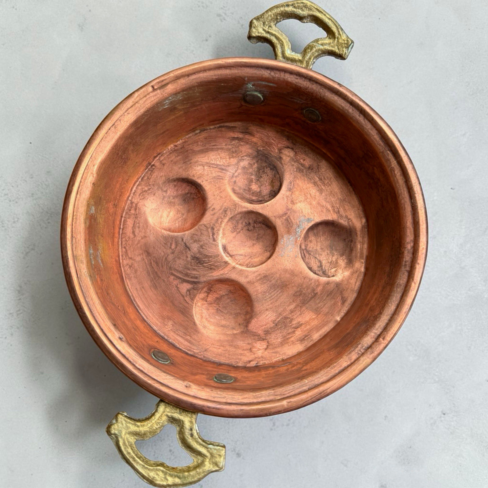 Vintage Solid Copper Escargot Pan Cooking Brass Specialty Vintage Solid Copper Escargot Pan Cooking Brass Specialty