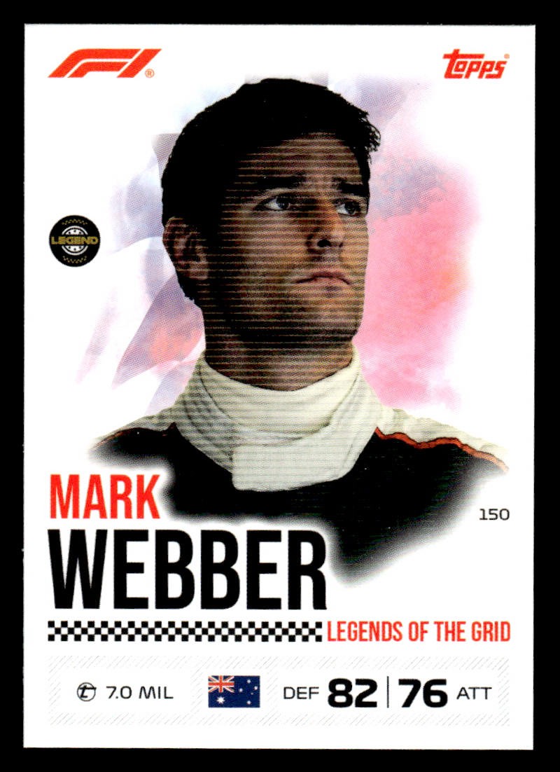 2026 Topps Turbo Attax F1 #150 Mark Webber Card 2026 Topps Turbo Attax F1 #150 Mark Webber Card