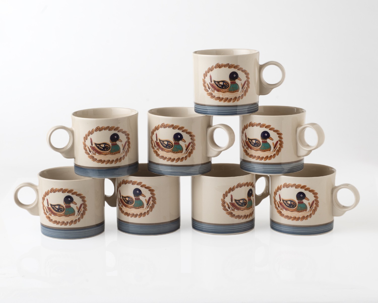 Vintage Mallard Duck Decoy Coffee Cups Korea set of 8 2.75 inch Vintage Mallard Duck Decoy Coffee Cups Korea set of 8 2.75 inch