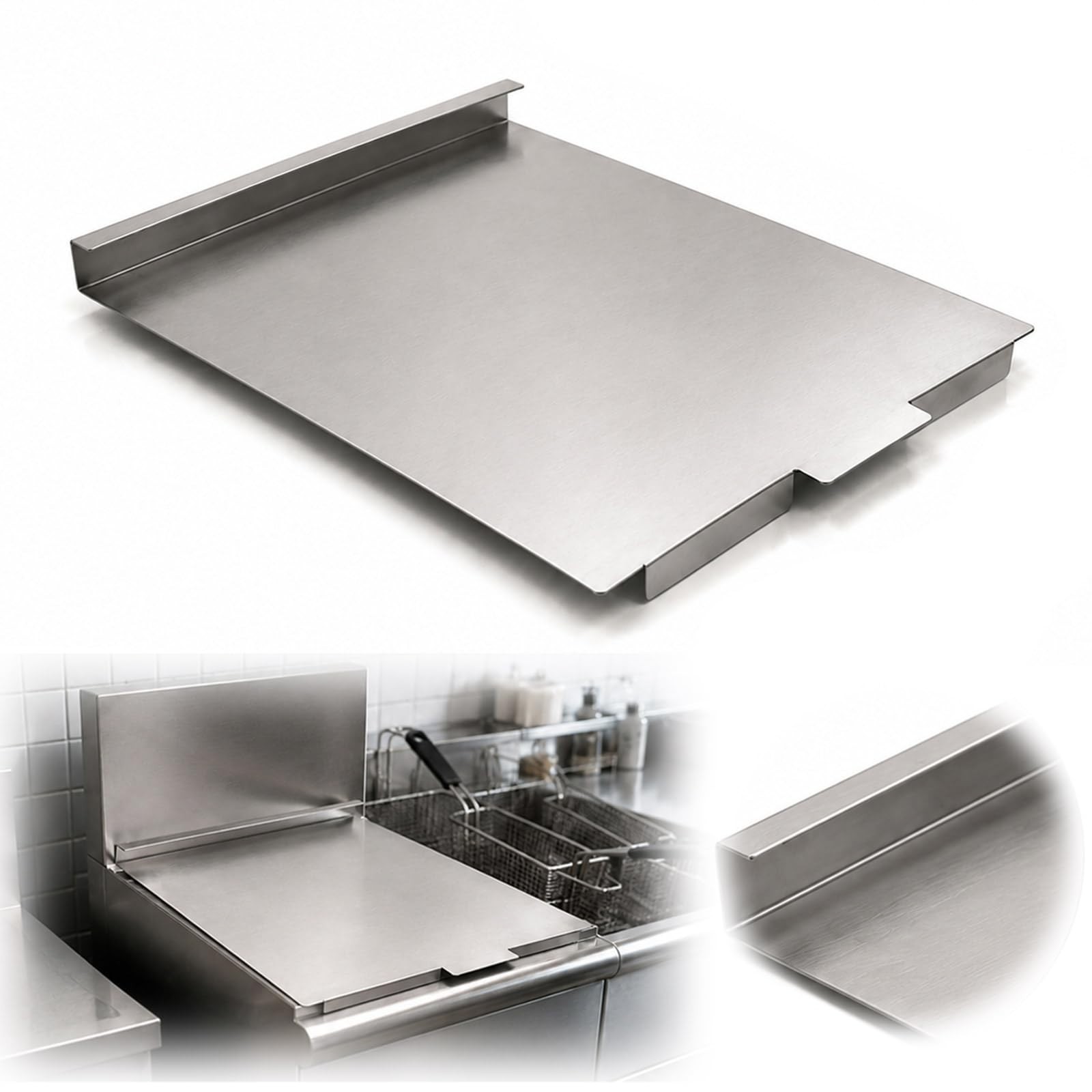 1 Pcs Commercial Deep Fryer Cover 22x15.35 in Stainless Steel Lid Commercial Kit 1 Pcs Commercial Deep Fryer Cover 22x15.35 in Stainless Steel Lid Commercial Kit