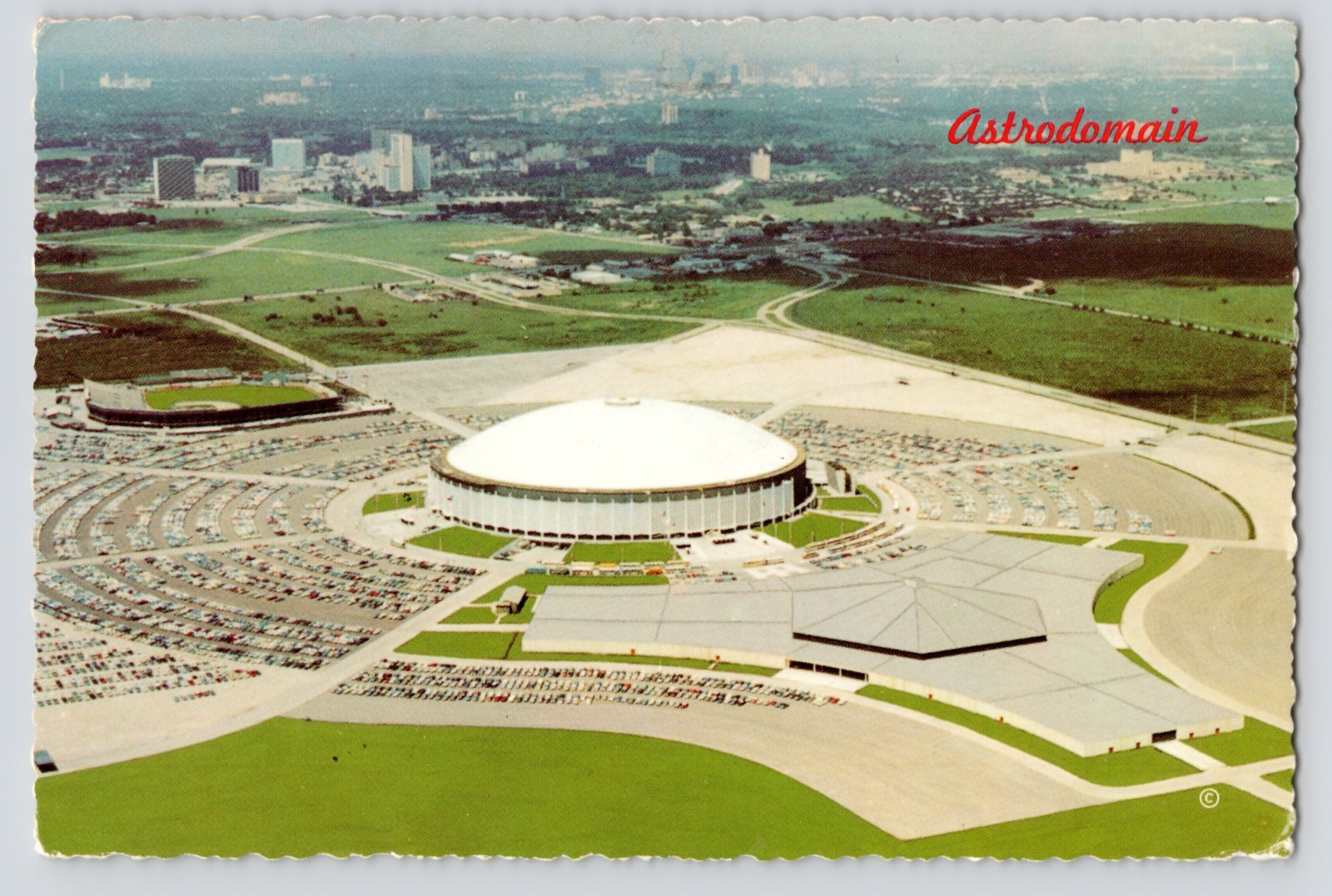 Aerial Houston Astros Astrodomain Baseball Stadium Texas c1975 St Louis Postcard Aerial Houston Astros Astrodomain Baseball Stadium Texas c1975 St Louis Postcard