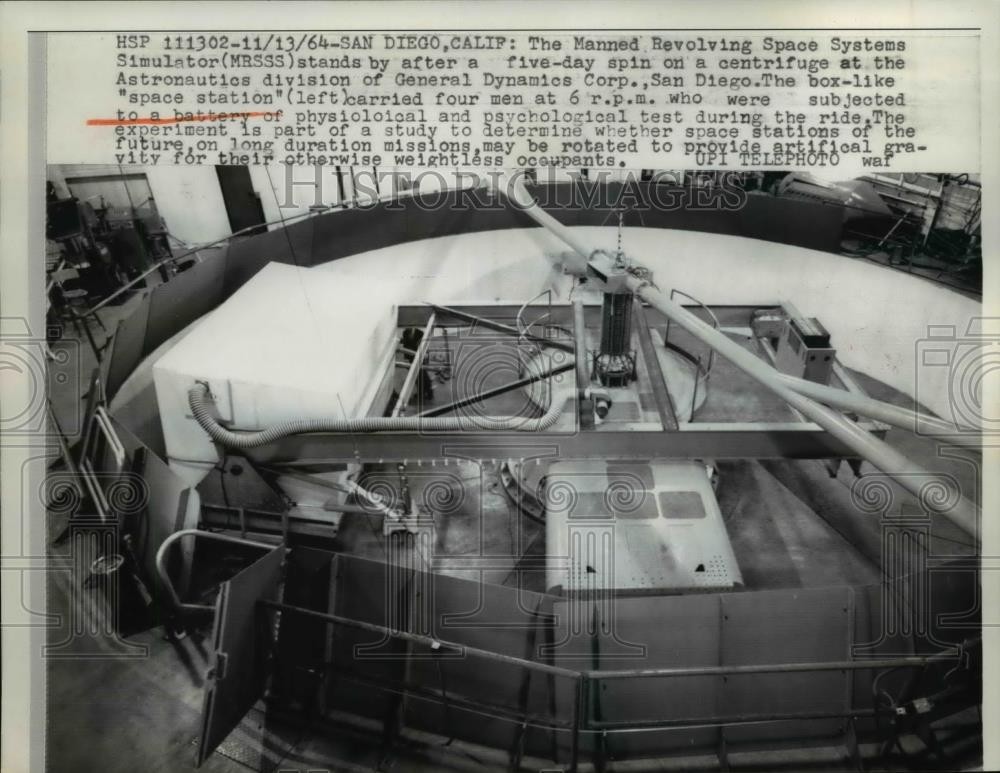 1964 Press Photo Manned Revolving Space Systems Simulator (MRSSS) San Diego 1964 Press Photo Manned Revolving Space Systems Simulator (MRSSS) San Diego