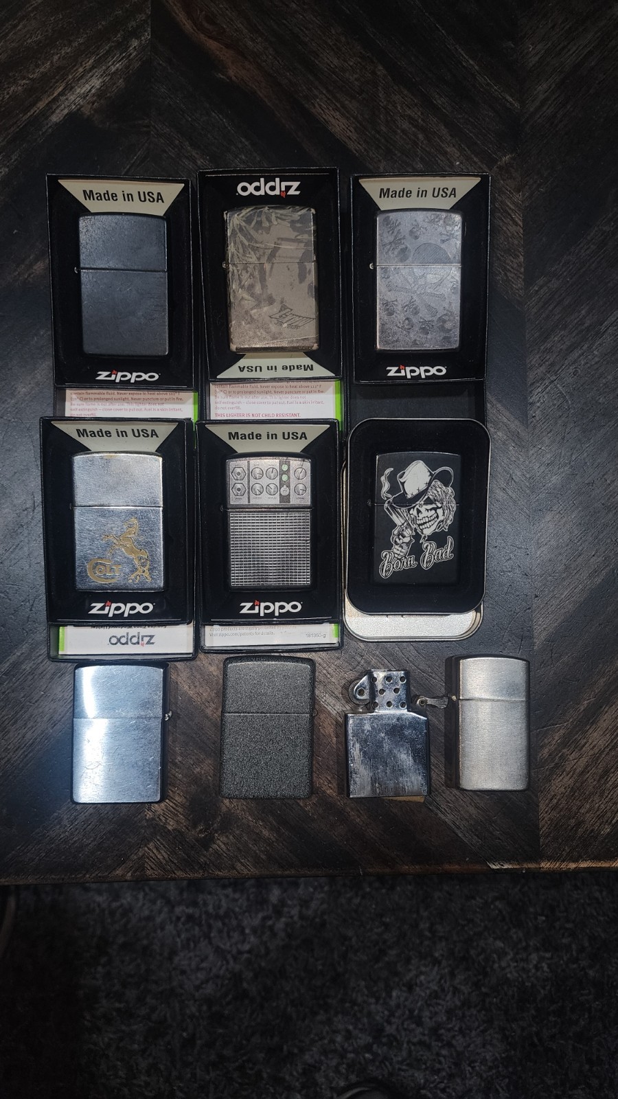 LOT of 8 Zippo Lighters, Used, and Vintage LOT of 8 Zippo Lighters, Used, and Vintage