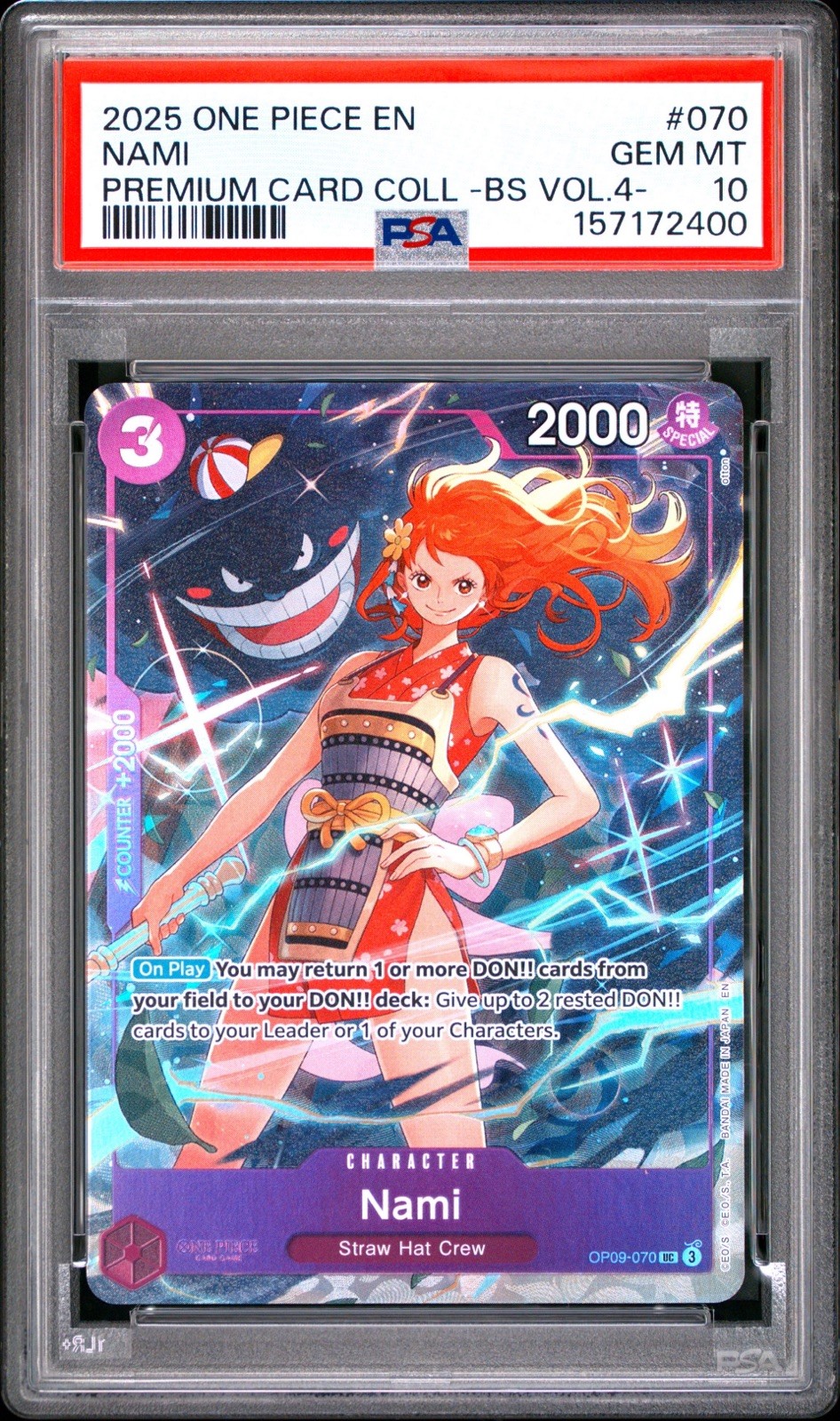 2024 One Piece “Gengar” Nami Premium Coll Vol 4 One Piece #OP09-070 PSA 10 2024 One Piece “Gengar” Nami Premium Coll Vol 4 One Piece #OP09-070 PSA 10