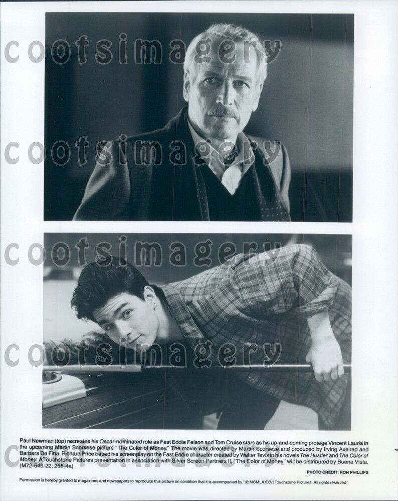 1986 Paul Newman Tom Cruise The Color of Money Press Photo