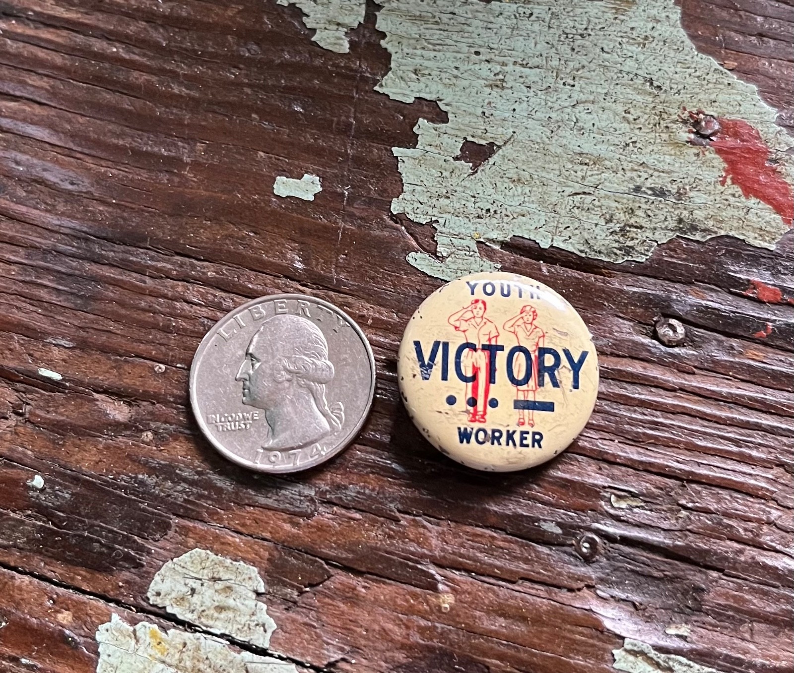 Vintage WW11 Era Youth Victory Worker Pinbac Button Trades Council Patriotic Vintage WW11 Era Youth Victory Worker Pinbac Button Trades Council Patriotic