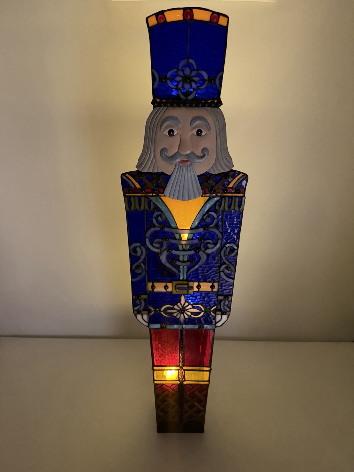 Nutcracker Stained Glass Soldier Candle Tea Light Holder 34.5" Beautiful Rare Nutcracker Stained Glass Soldier Candle Tea Light Holder 34.5" Beautiful Rare
