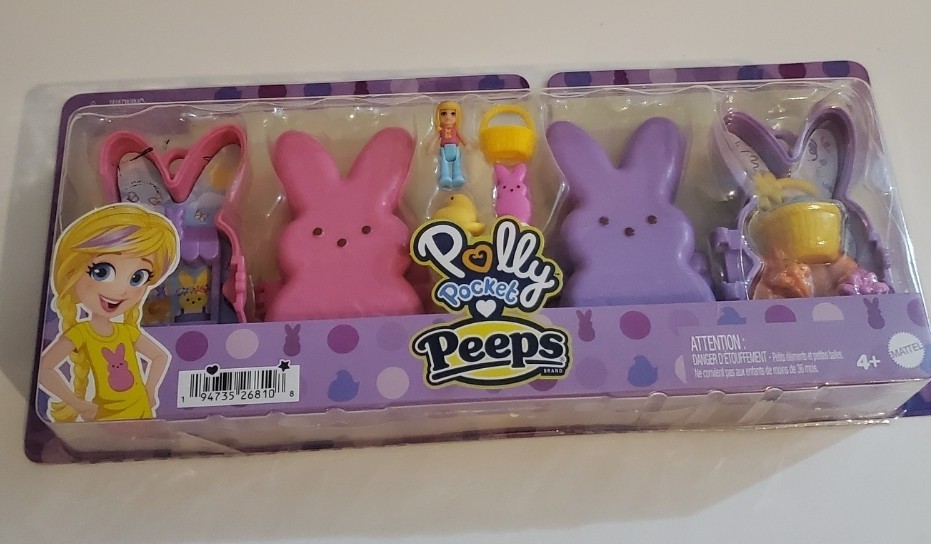 Rare PEEPS Polly Pocket Easter Bunny Chick Mini Doll Spring Playset NEW HTF