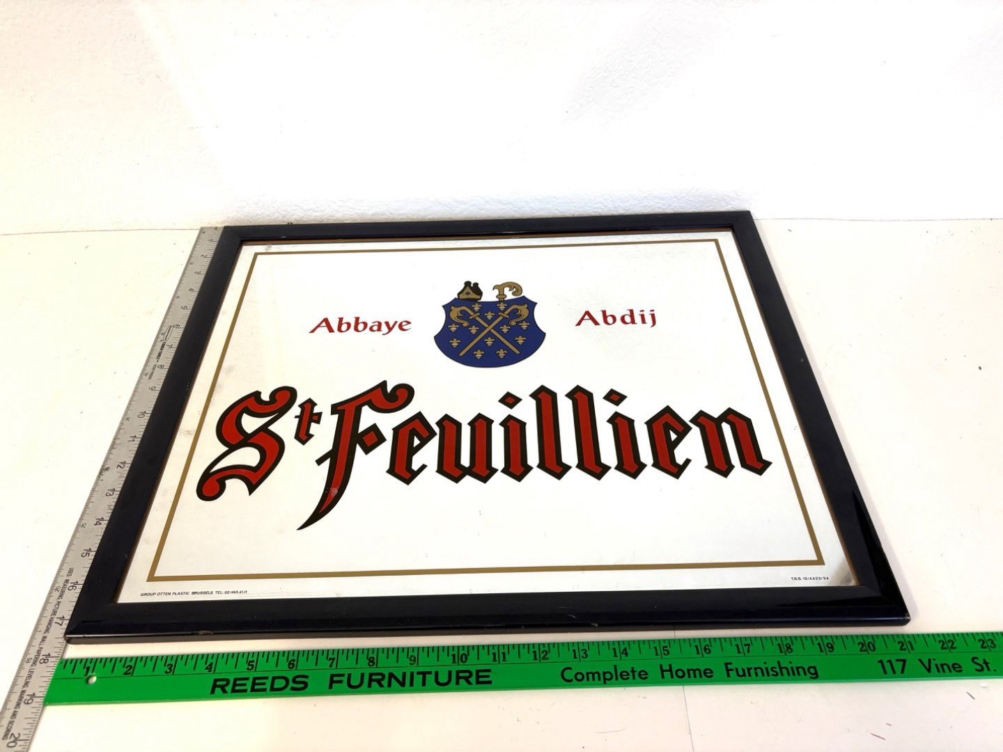 VERY RARE Vintage St Feuillien Belgian Abbey Beer Mirror Sign Bar Decor 21x17 VERY RARE Vintage St Feuillien Belgian Abbey Beer Mirror Sign Bar Decor 21x17