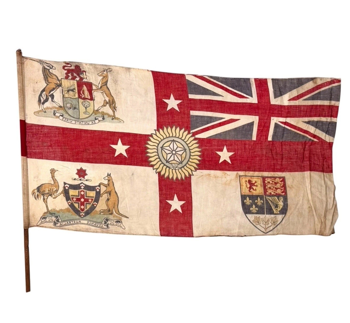 Antique British Empire Australian Flag 1924–1925 British Empire Exhibition 17x32 Antique British Empire Australian Flag 1924–1925 British Empire Exhibition 17x32