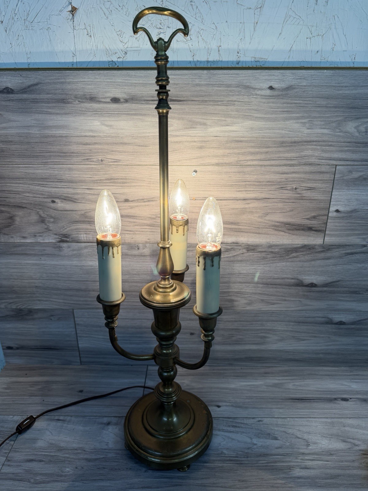 Vintage Solid Brass Bouillotte Lamp French Style 3 lamp, 3 Switch RARE