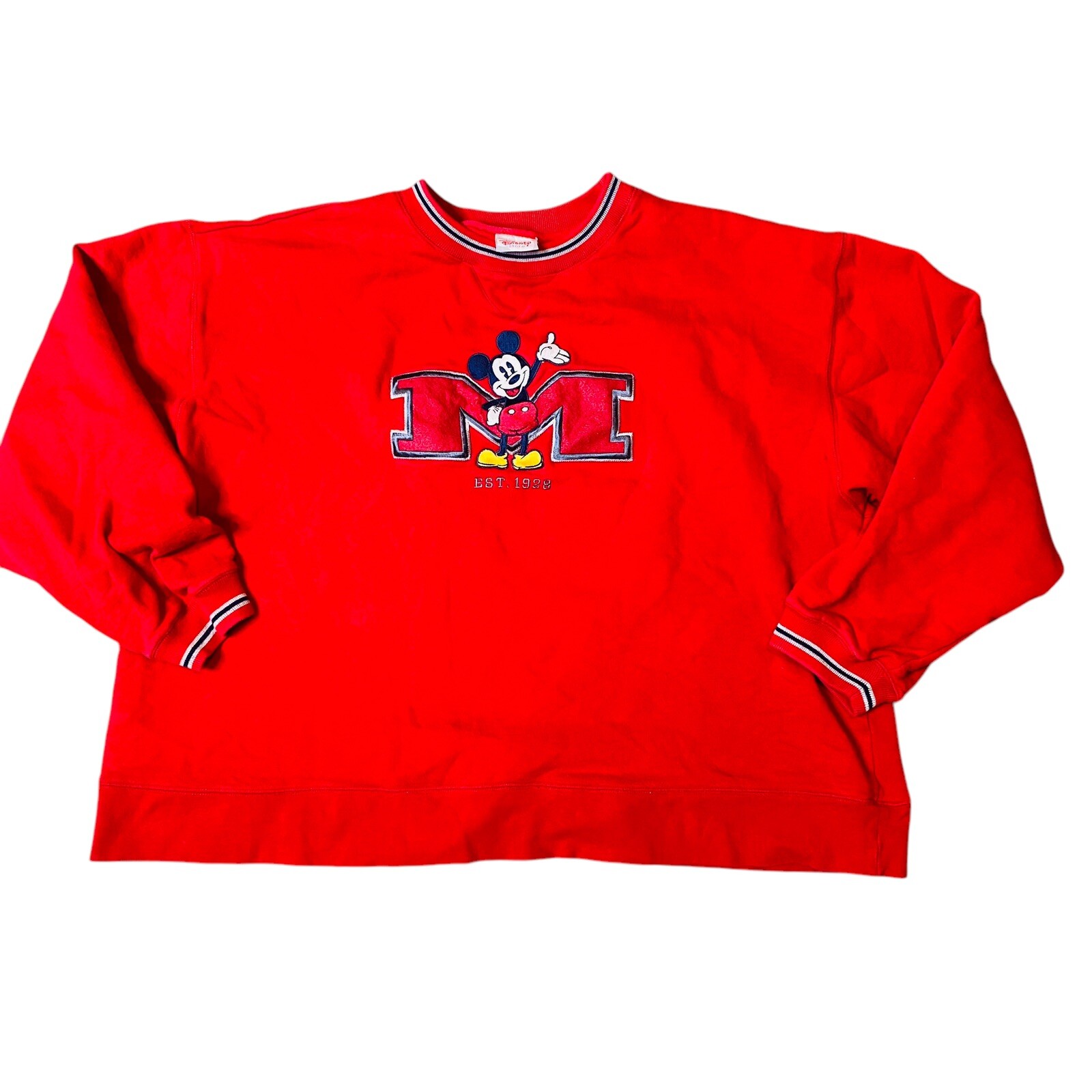 Vtg 90s Mickey Mouse Disney Store Crewneck Sweatshirt Red Adult XXL Red 2XL Vtg 90s Mickey Mouse Disney Store Crewneck Sweatshirt Red Adult XXL Red 2XL