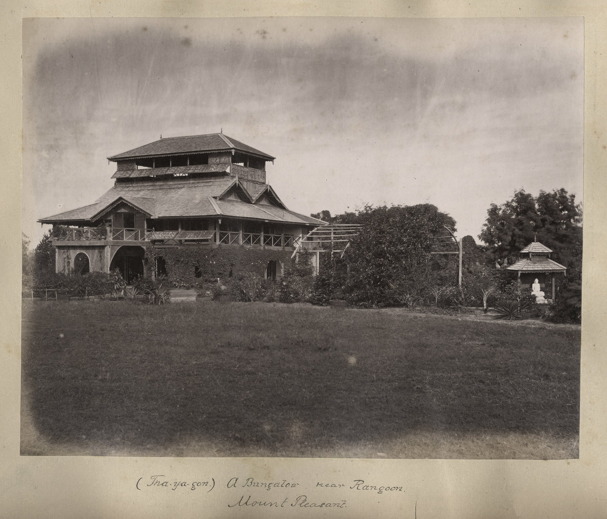 c.1870's PHOTO BURMA A BUNGALOW NEAR RANGOON / VARIOUS SCENES