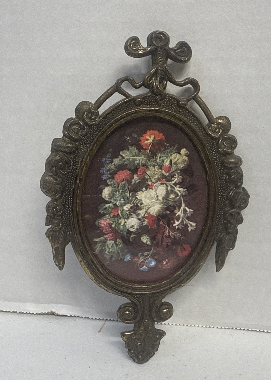 Vintage Miniature Art Print Decorative Metal Frame Italy Mid Century 6” X 4” Vintage Miniature Art Print Decorative Metal Frame Italy Mid Century 6” X 4”