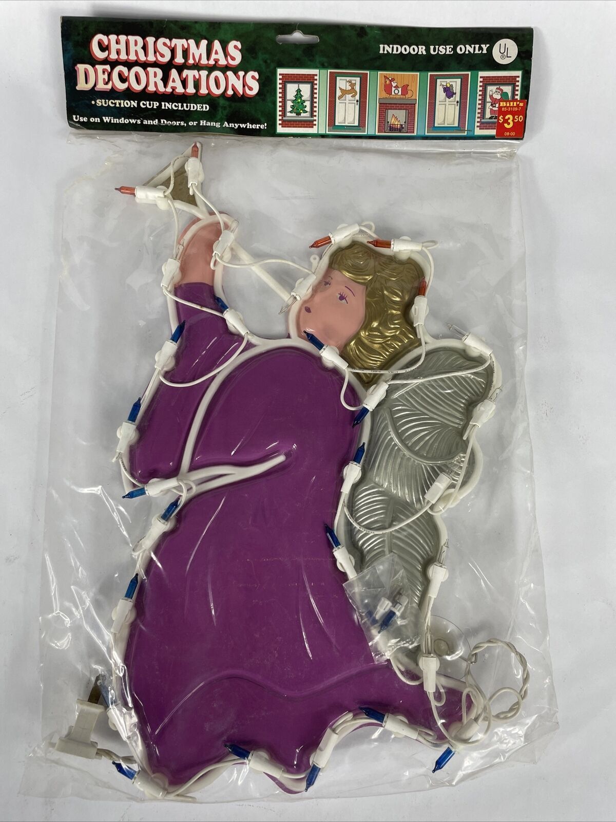 New Old Stock: Vintage Christmas Lighted Window Hanging Angel