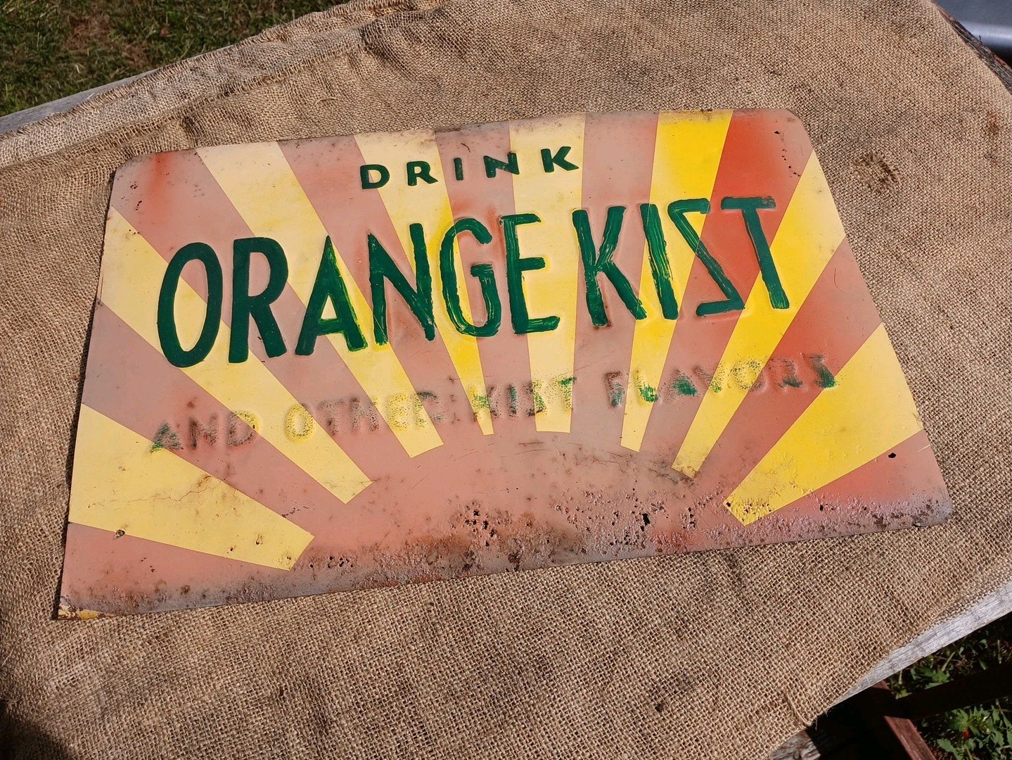 Vintage 1950s Orange Kist Soda Pop Cooler Steel Tin Sign 20x13- Rougher TLC Vintage 1950s Orange Kist Soda Pop Cooler Steel Tin Sign 20x13- Rougher TLC