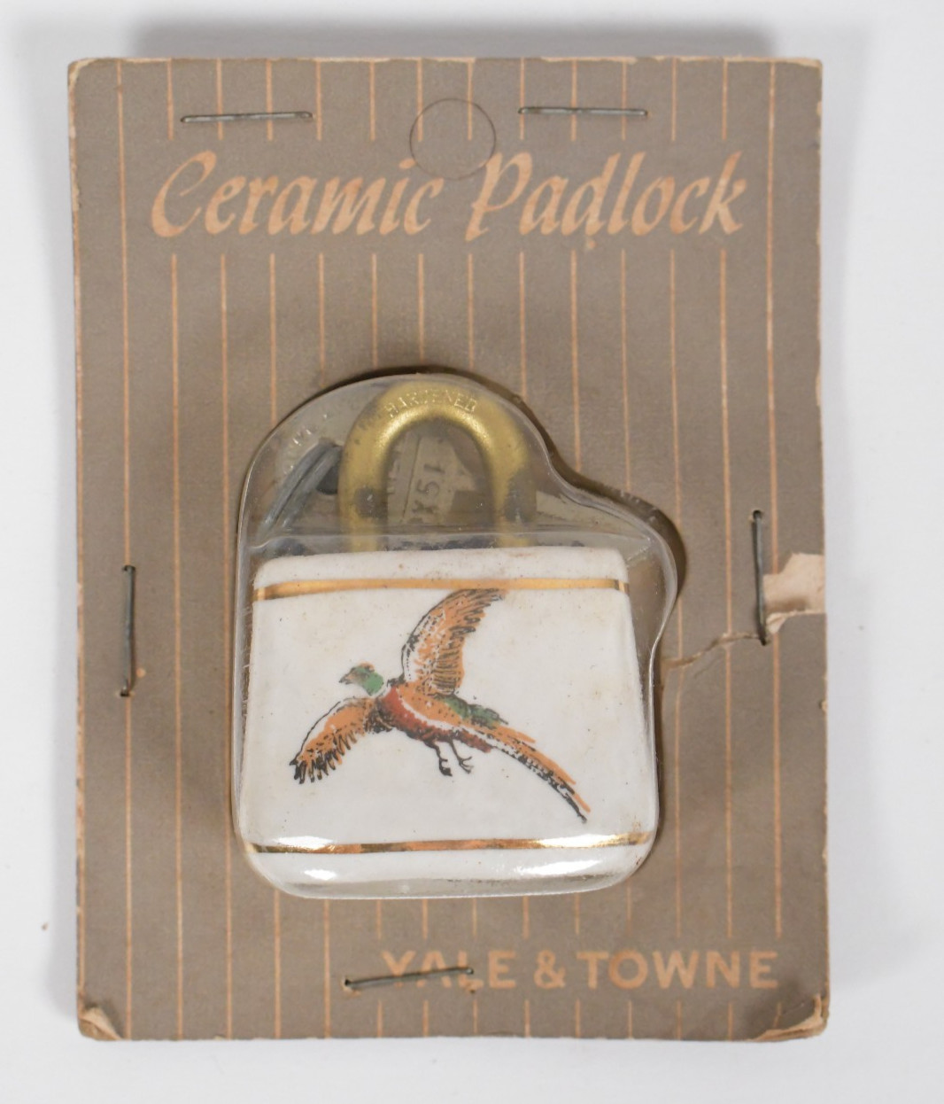 RARE Vtg Yale & Towne Ceramic Padlock New in Package with Keys Pheasant Bird RARE Vtg Yale & Towne Ceramic Padlock New in Package with Keys Pheasant Bird