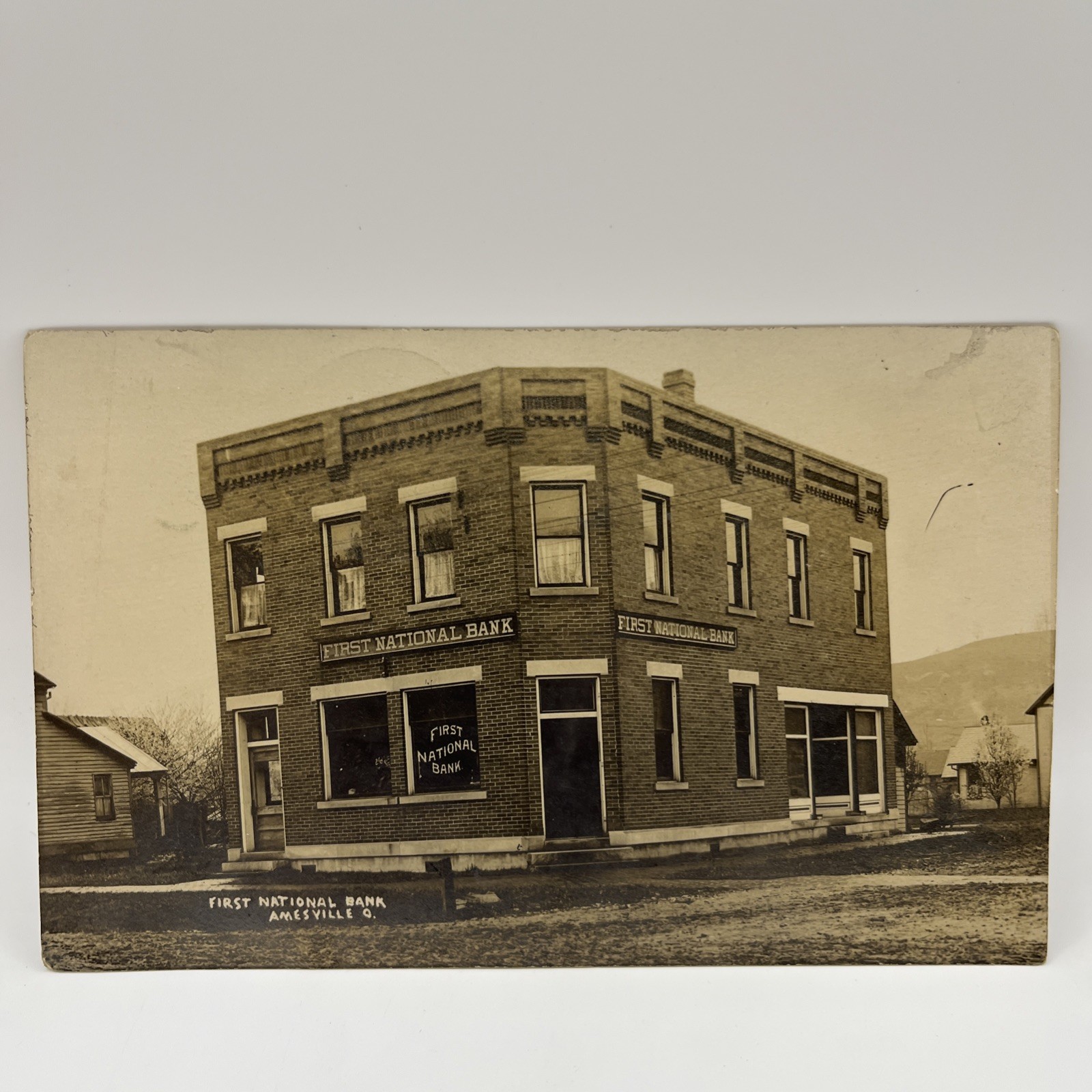 First National Bank Building, Amesville Ohio RPPC Postcard First National Bank Building, Amesville Ohio RPPC Postcard