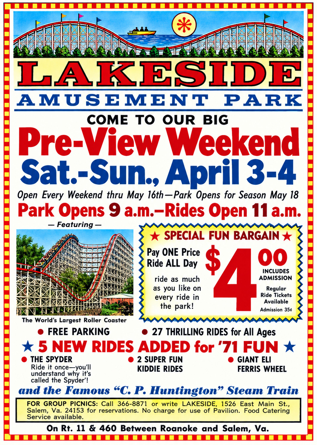 Vintage Lakeside Amusement Park Ad Magnet – Salem, Virginia Vintage Lakeside Amusement Park Ad Magnet – Salem, Virginia
