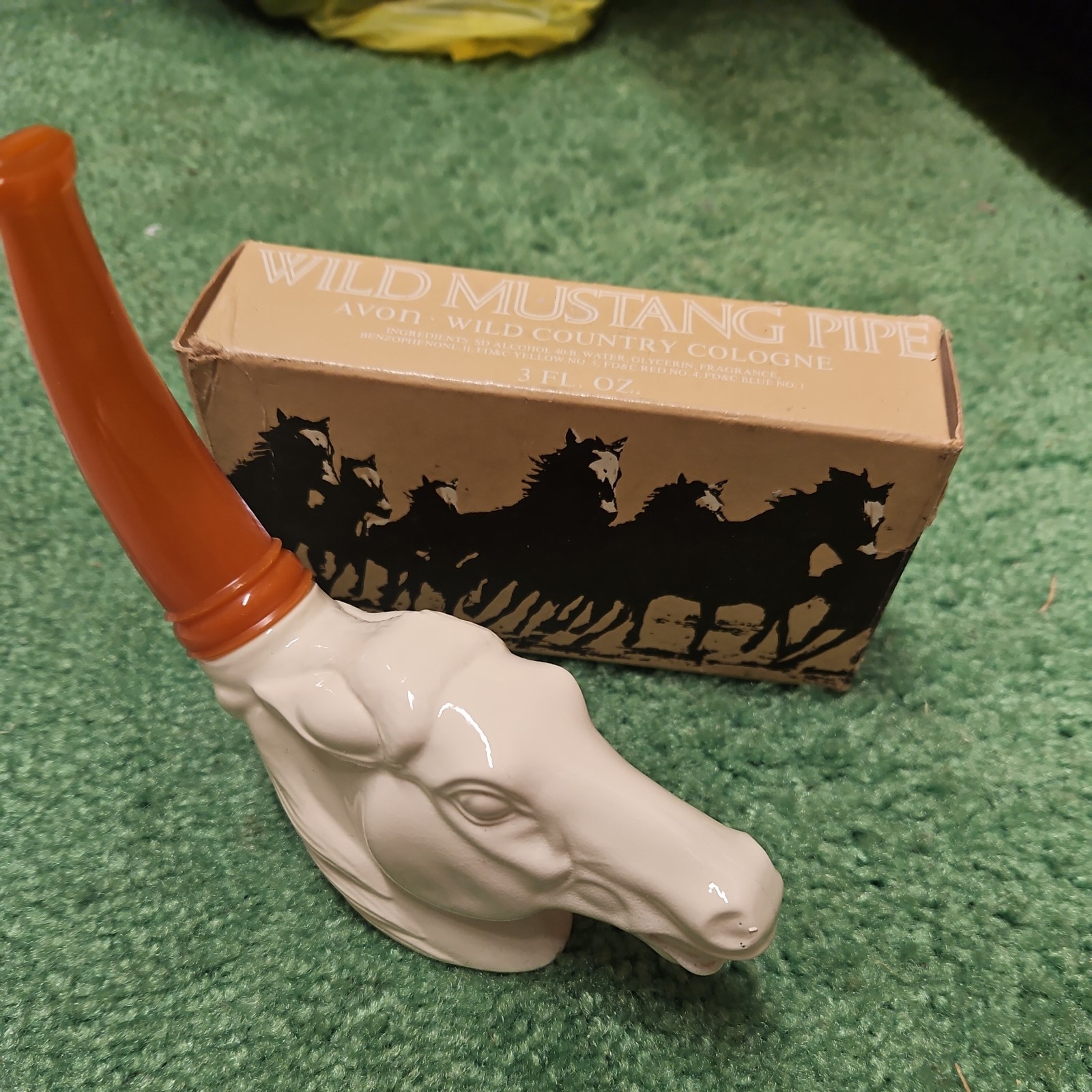 Vintage Avon Wild Mustang Pipe  Wild Country Cologne 3 Fl. Oz.  Full Bottle NOS
