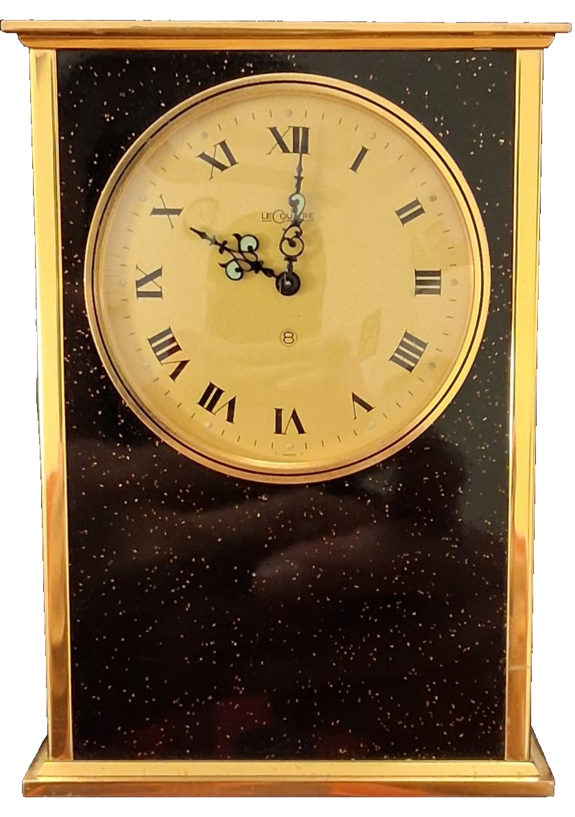 VINTAGE LECOULTRE 8 SWISS 539 BLACK & GOLD DESK MANTEL CLOCK LE COULTRE CO SWISS VINTAGE LECOULTRE 8 SWISS 539 BLACK & GOLD DESK MANTEL CLOCK LE COULTRE CO SWISS