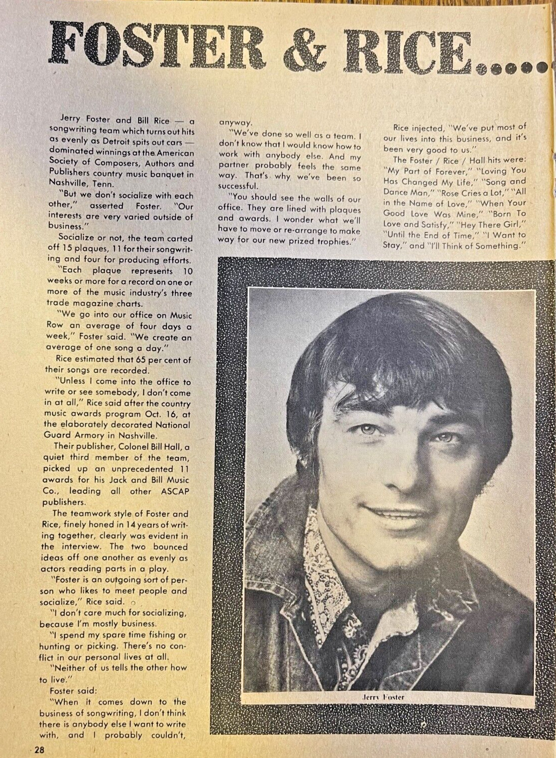 1975 Country Singers, Jerry Foster & Bill Rice 1975 Country Singers, Jerry Foster & Bill Rice