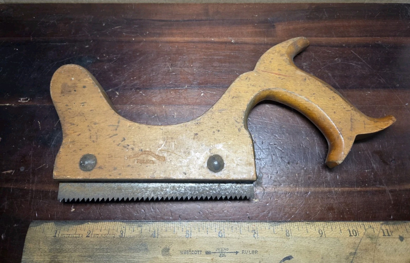 Vintage Henry Disston & Sons 6 Inch Stair Saw Wood Handle Tool ~ Nice ~ USA Vintage Henry Disston & Sons 6 Inch Stair Saw Wood Handle Tool ~ Nice ~ USA