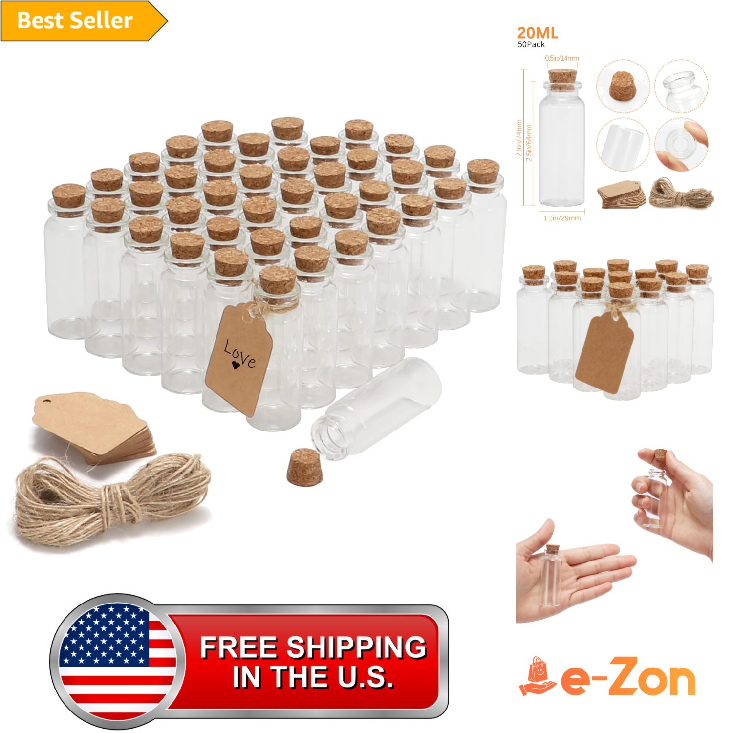 Mini Glass Bottles 20ml Set with Cork Stoppers for DIY Crafts Party Decor Mini Glass Bottles 20ml Set with Cork Stoppers for DIY Crafts Party Decor