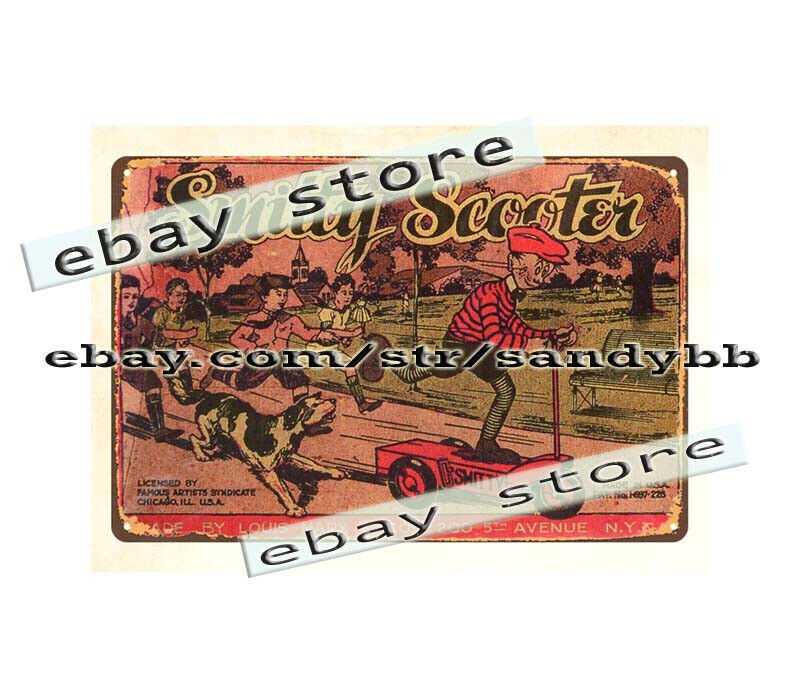 nostalgic room wall decor MARX WIND-UP SMITTY SCOOTER TOY metal tin sign nostalgic room wall decor MARX WIND-UP SMITTY SCOOTER TOY metal tin sign