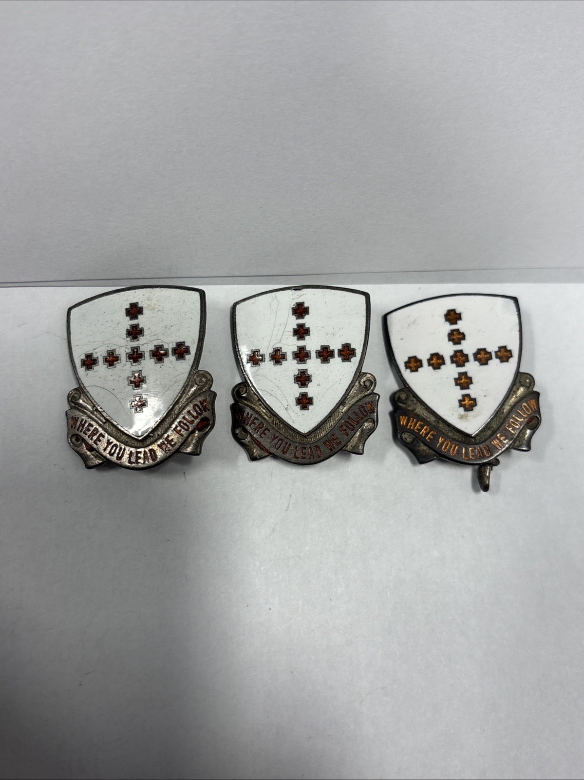 Vintage US Army 9th Medical Battalion DUI Crest Pins G.P. Behrendt Lot of 3