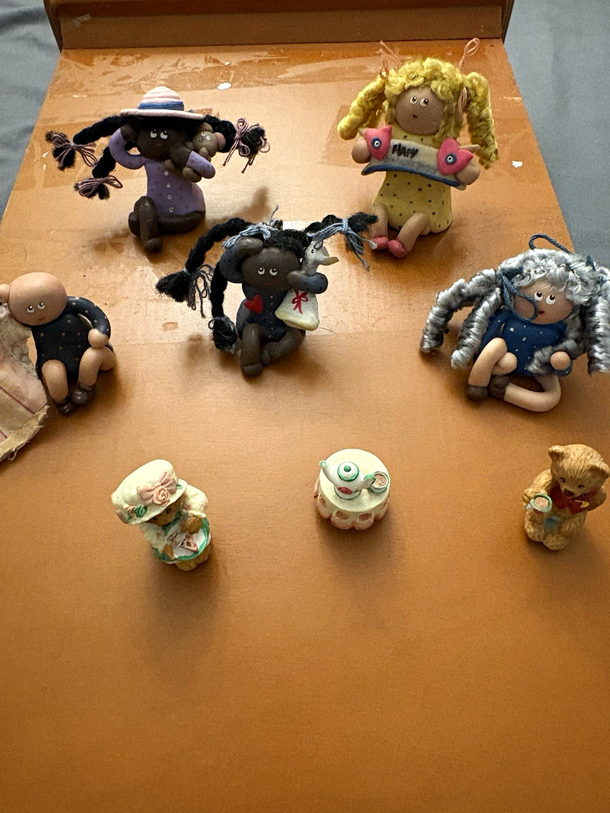 Vintage Lollie's Clay Figurines Lot 1980s & 1996 Hallmark Merry Miniatures set