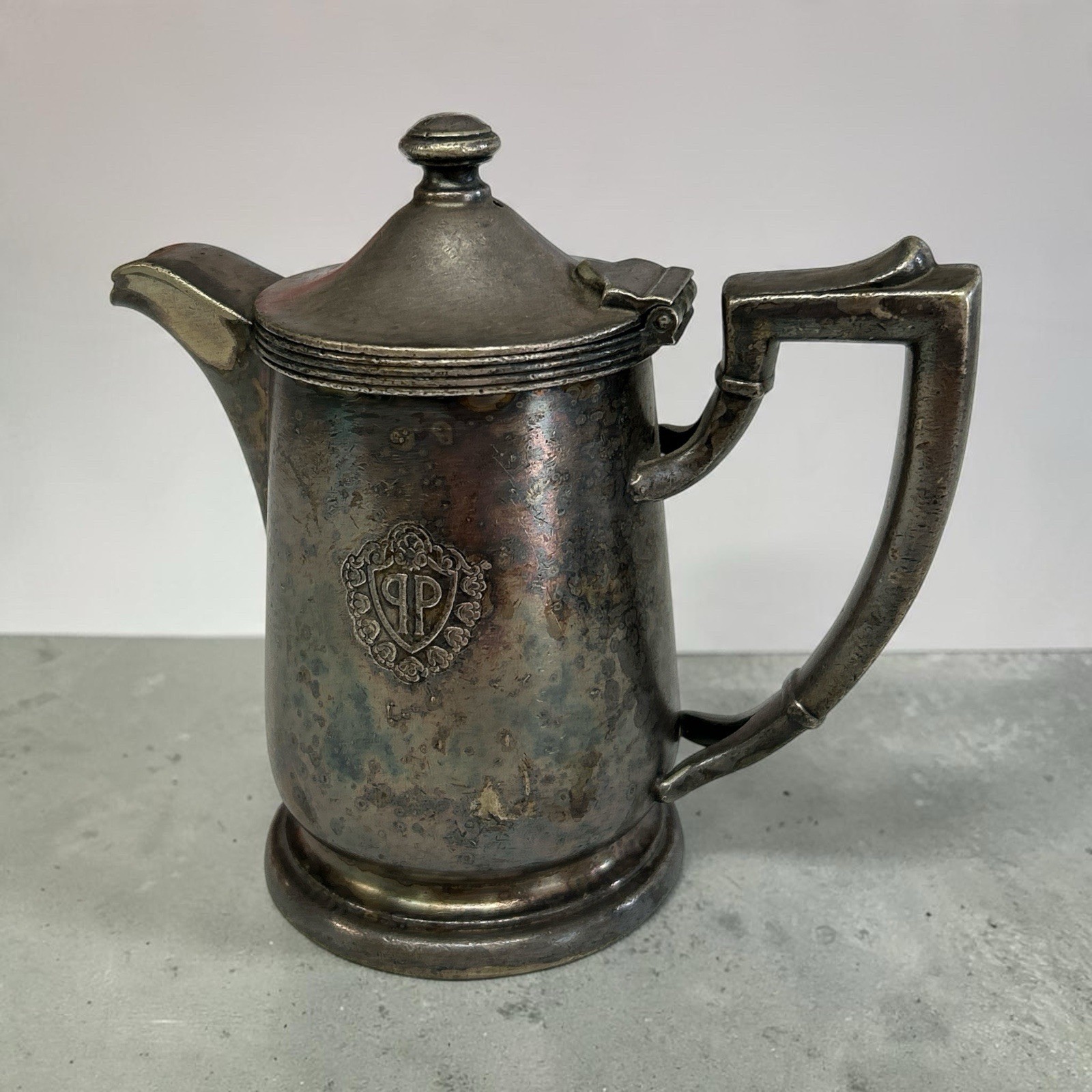 Vintage The Plaza Hotel NYC International Silver Soldered Lidded Pitcher 6.5”