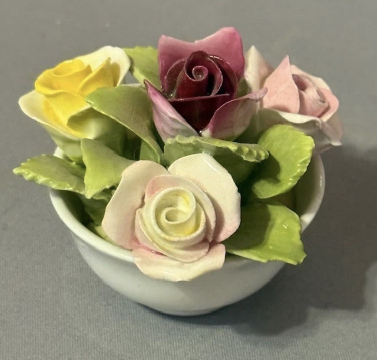 vintage Coalport Bone China bouquet of flowers white pot 1750 England vintage Coalport Bone China bouquet of flowers white pot 1750 England