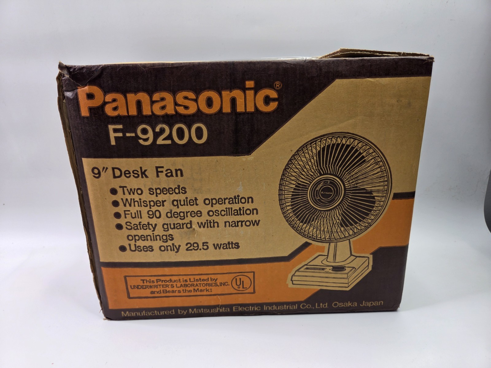NEW Vintage PANASONIC F-9200 2 Speed Oscillation Desk Fan 9" Brown NEW Vintage PANASONIC F-9200 2 Speed Oscillation Desk Fan 9" Brown