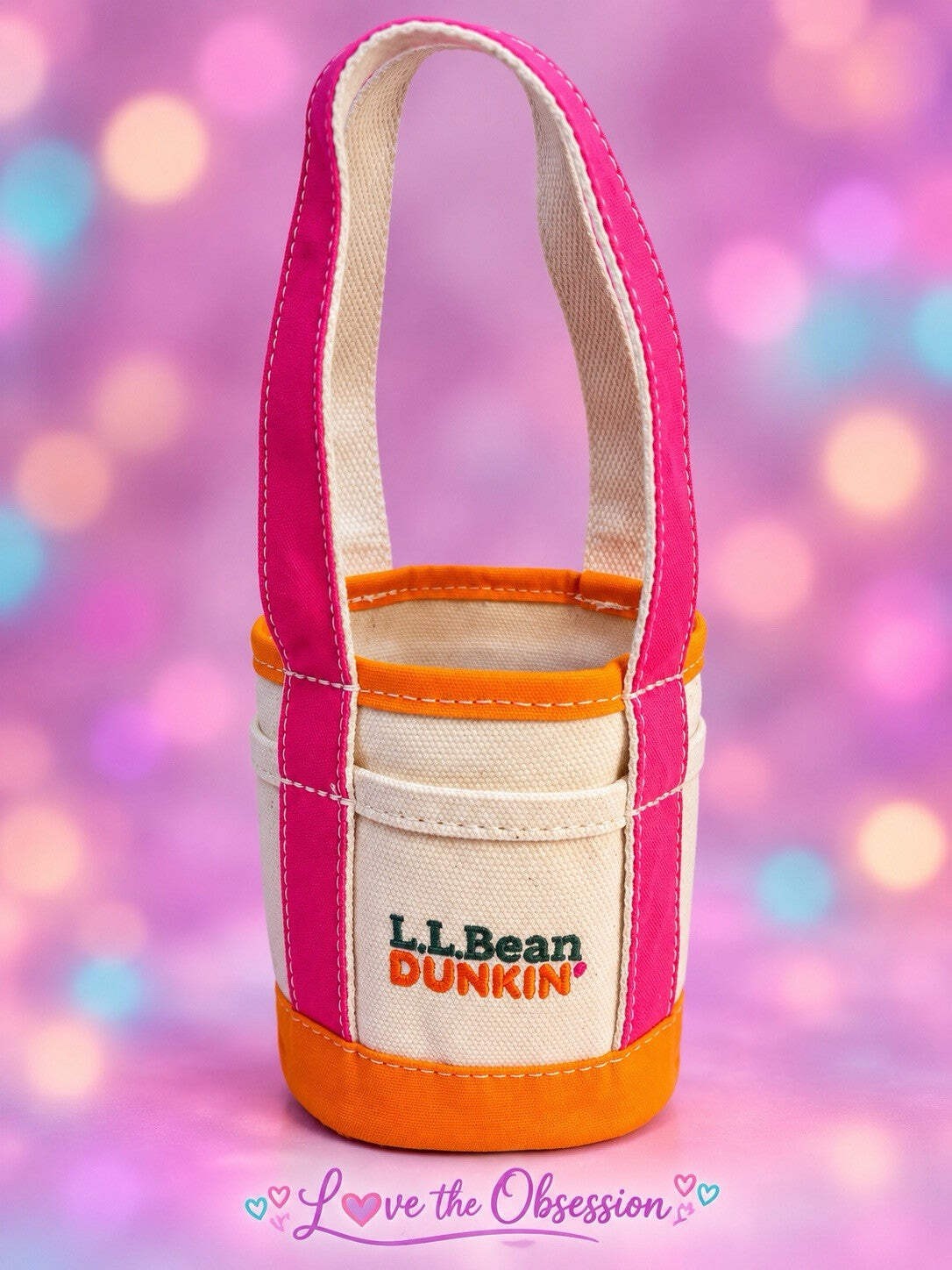 L.L.Bean x Dunkin Mini Coffee Tote Pink Orange Limited Edition L.L.Bean x Dunkin Mini Coffee Tote Pink Orange Limited Edition