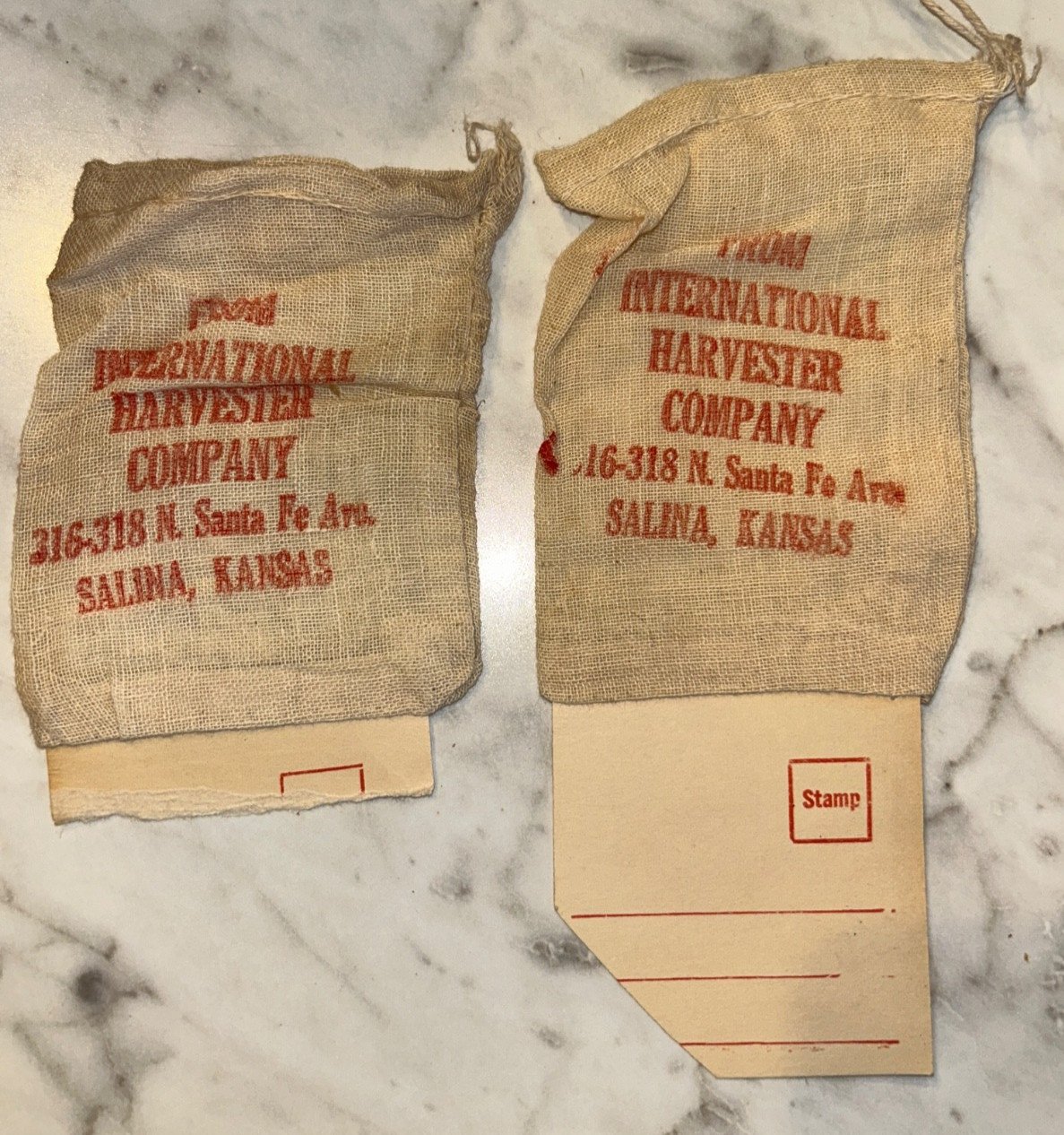 Vintage INTERNATIONAL HARVESTER CO. Parts Mailer Bags w/ Tag SALINA, KS Rare Vintage INTERNATIONAL HARVESTER CO. Parts Mailer Bags w/ Tag SALINA, KS Rare