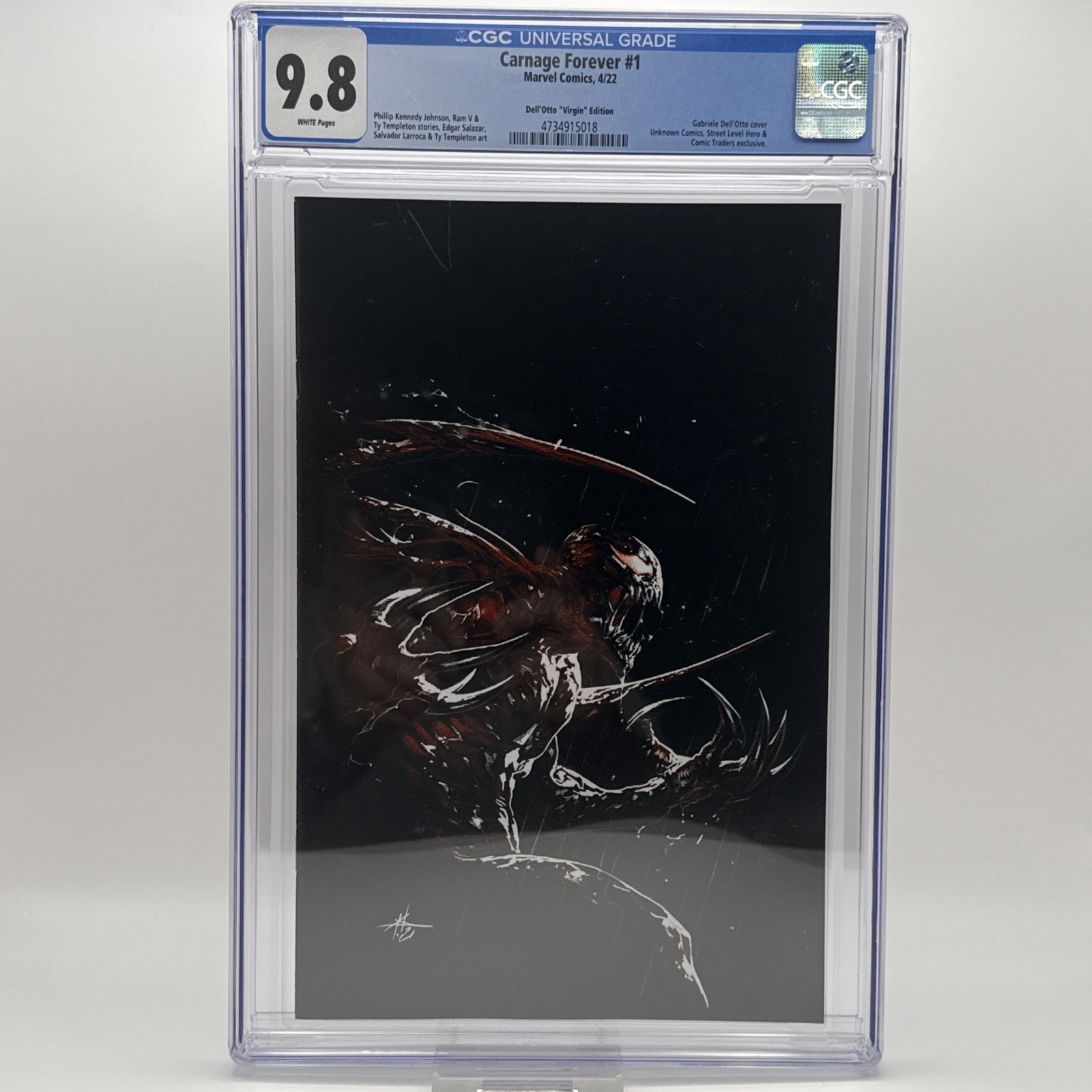 Carnage Forever #1 CGC 9.8 White Pages Dell'Otto Virgin Variant Marvel 2022 Carnage Forever #1 CGC 9.8 White Pages Dell'Otto Virgin Variant Marvel 2022