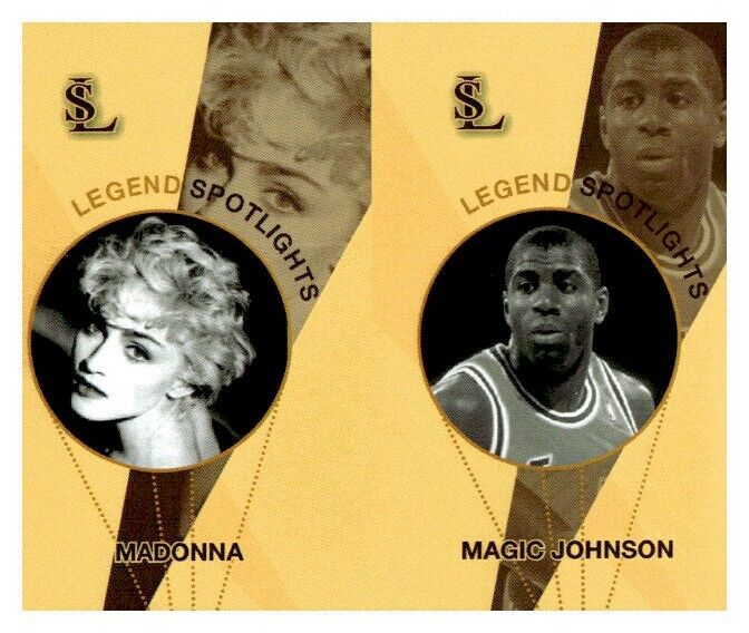 #UL1837 MADONNA, MAGIC JOHNSON Rare Uncut Spotlight Card Strip