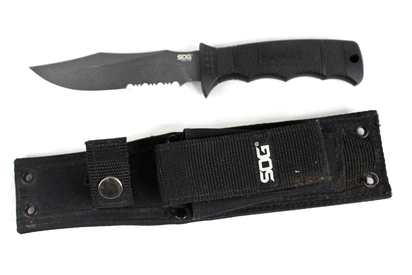 SOG Seal Pup Tactical Survival Hunting Fixed Blade Knife with Black Sheath SOG Seal Pup Tactical Survival Hunting Fixed Blade Knife with Black Sheath