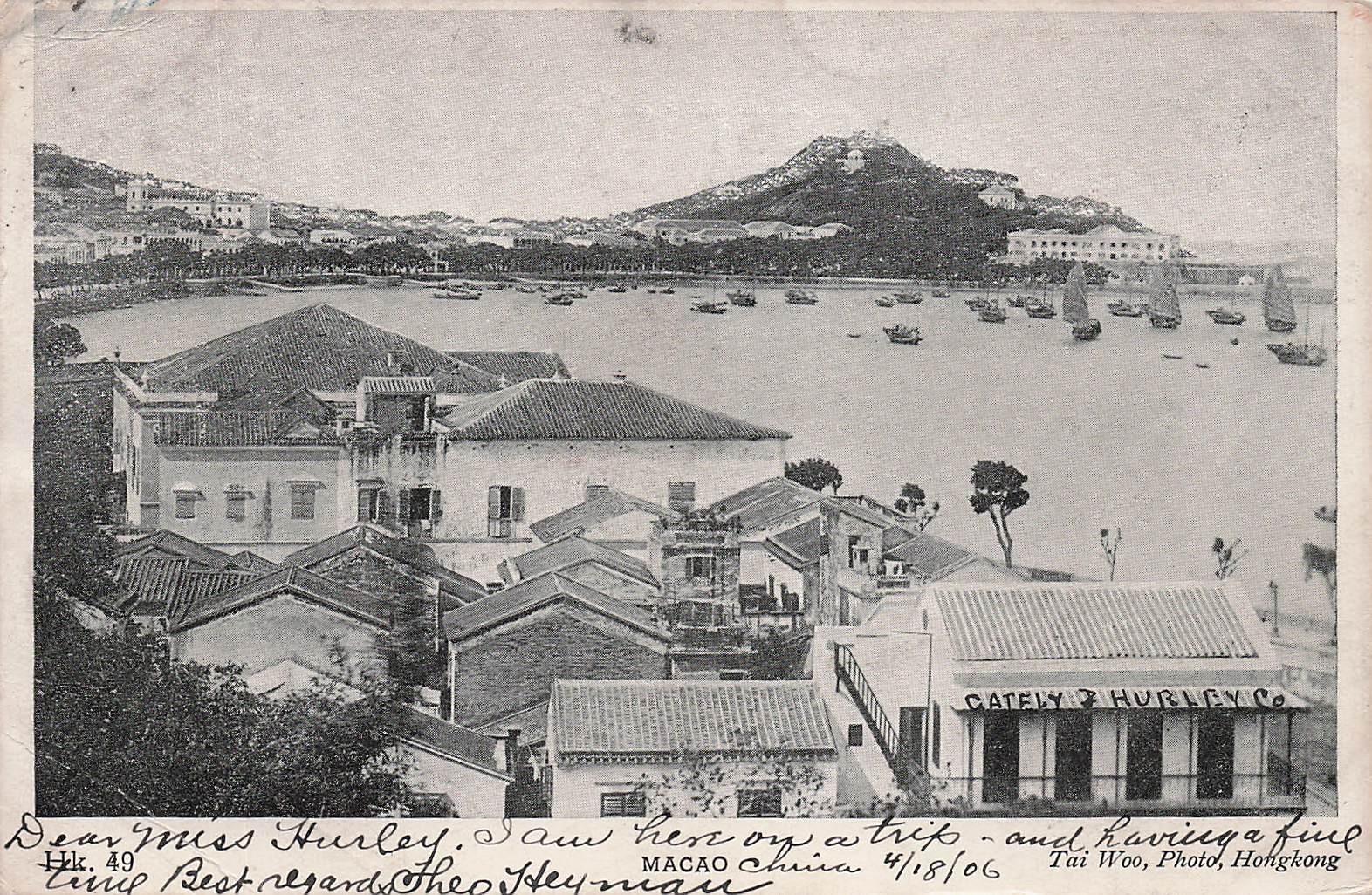 Victoria Praia Grande Bay Macau Hong Kong China Vtg Postcard J74 Victoria Praia Grande Bay Macau Hong Kong China Vtg Postcard J74