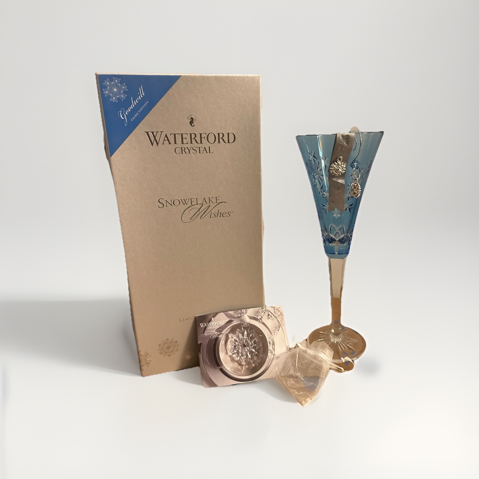 Waterford 2013 Snowflake Wishes Goodwill Lt Blue Champagne Flute 3rd Ed 2 Charms Waterford 2013 Snowflake Wishes Goodwill Lt Blue Champagne Flute 3rd Ed 2 Charms