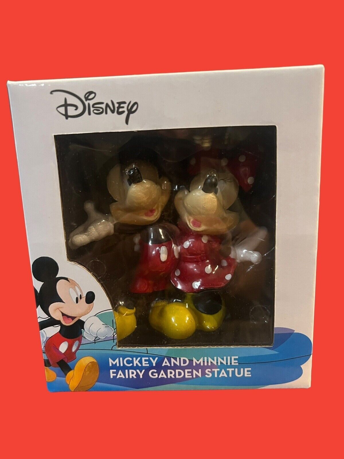 Disney Mickey and Minnie Mouse Hand Painted Fairy Garden Figurine in Box 5" NEW