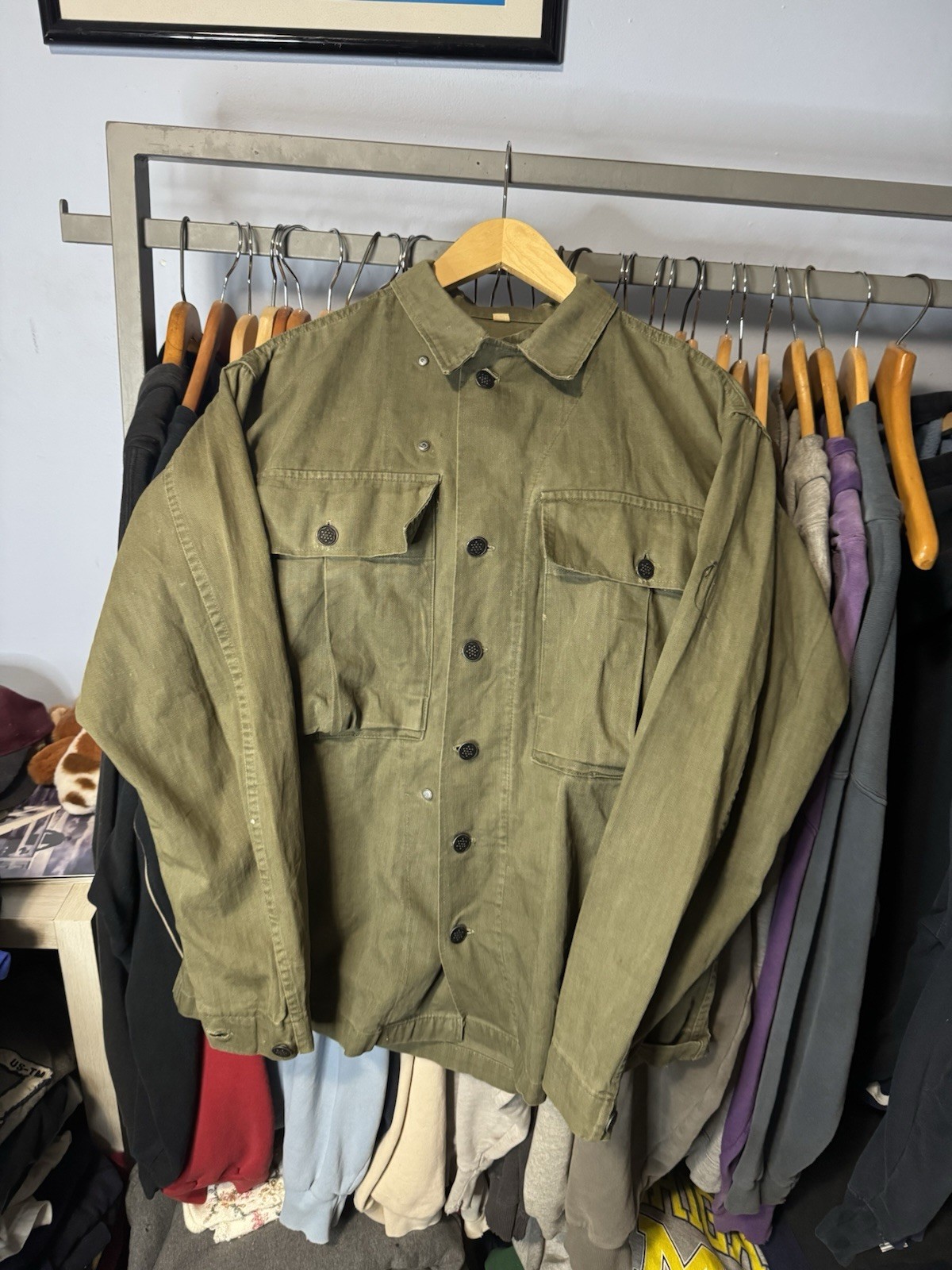 Vintage 40s WW2 US Army HBT Field Jacket Mens 36R 13 Star Military L27 W19 Vintage 40s WW2 US Army HBT Field Jacket Mens 36R 13 Star Military L27 W19