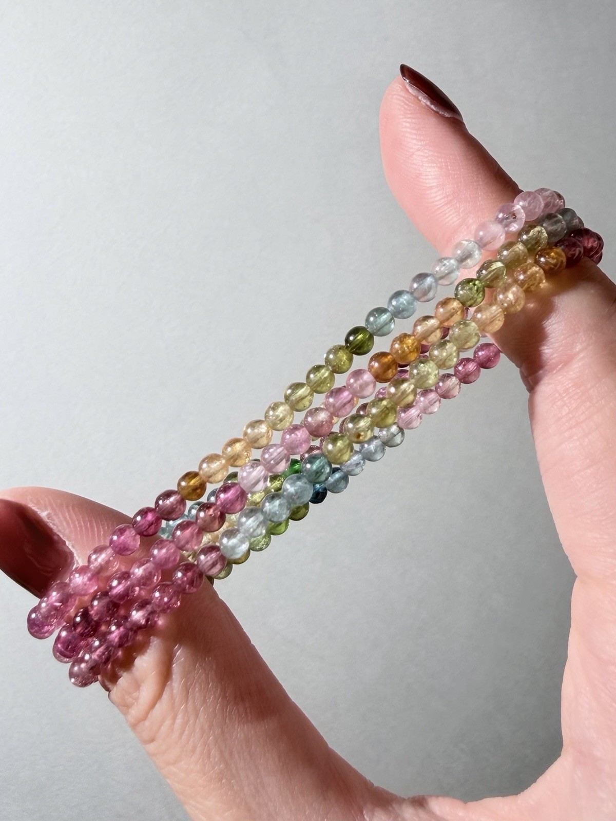 AAA+ Natural Rainbow Tourmaline Bracelet | 3.5mm | Dainty Multicolor Beads AAA+ Natural Rainbow Tourmaline Bracelet | 3.5mm | Dainty Multicolor Beads