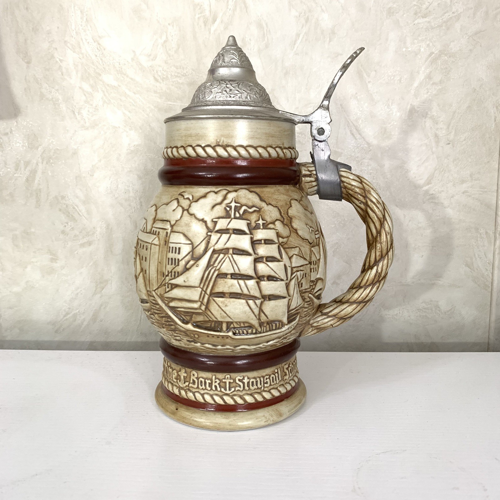 Avon Vintage 1977 Ceramic Beer Stein Tall Ships Embossed Handcrafted From Brazil Avon Vintage 1977 Ceramic Beer Stein Tall Ships Embossed Handcrafted From Brazil