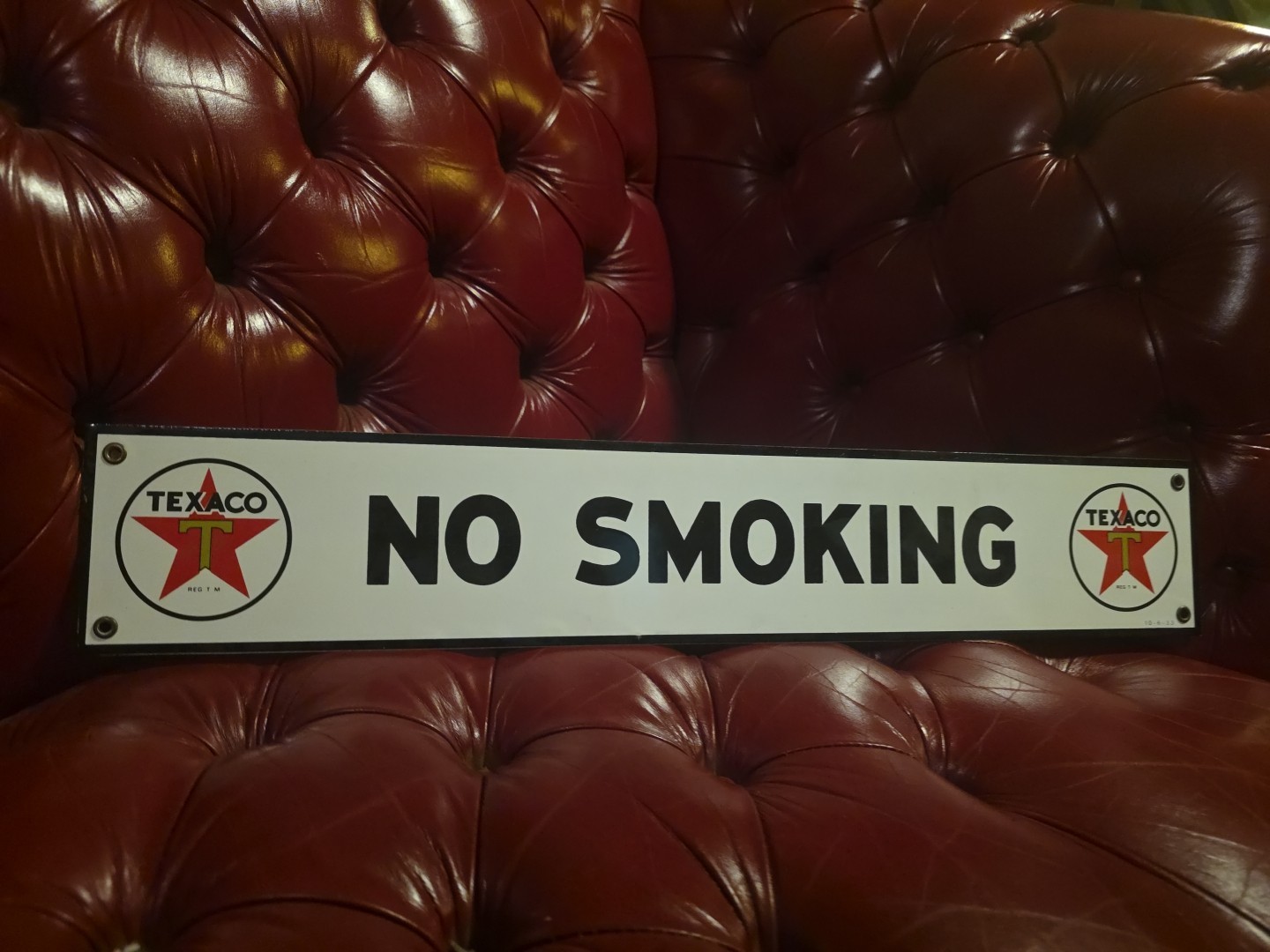 TEXACO No Smoking 23" X 4" Dated 10-6-1933 Early Reproduction Limited Run TEXACO No Smoking 23" X 4" Dated 10-6-1933 Early Reproduction Limited Run