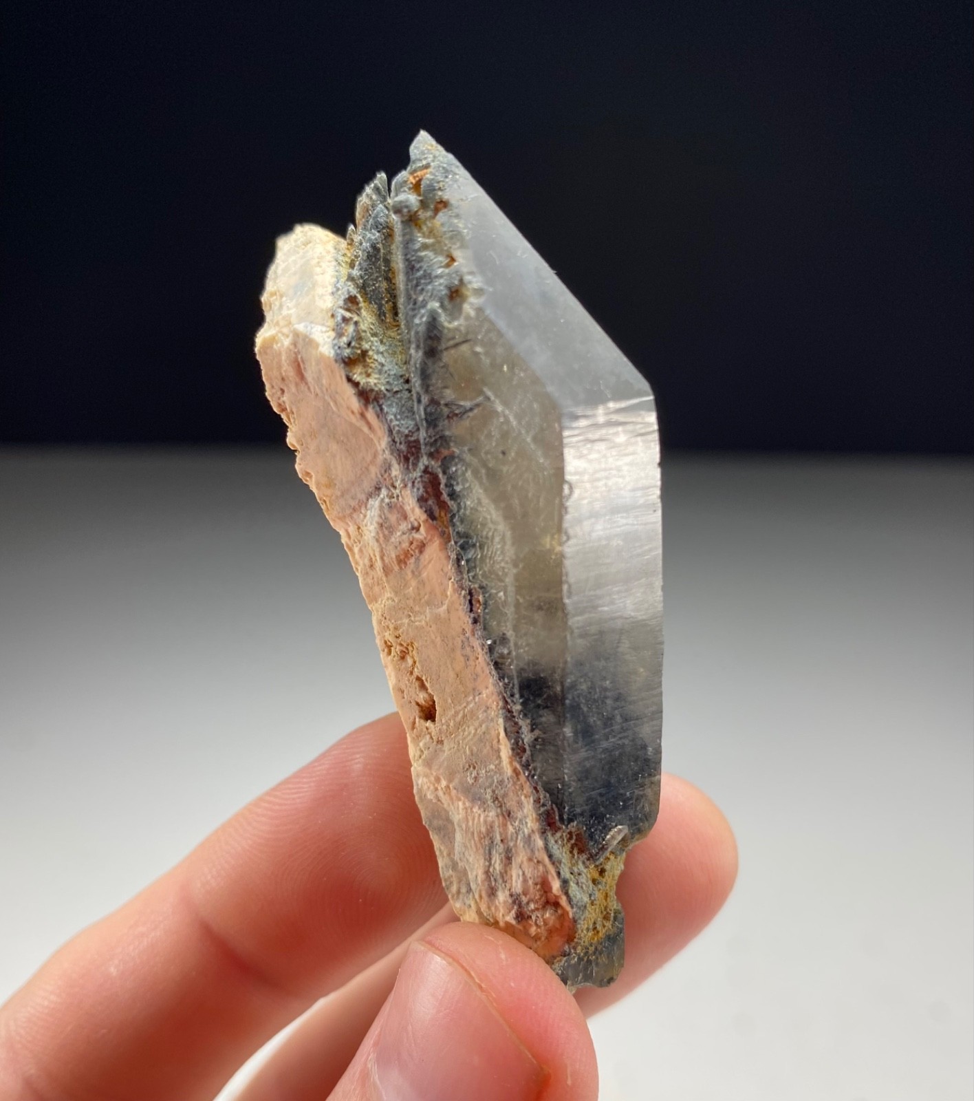 RARE LATTICE QUARTZ (“GITTERQUARZ”) WITH SCHORL ON FELDSPAR FROM ERONGO, NAMIBIA