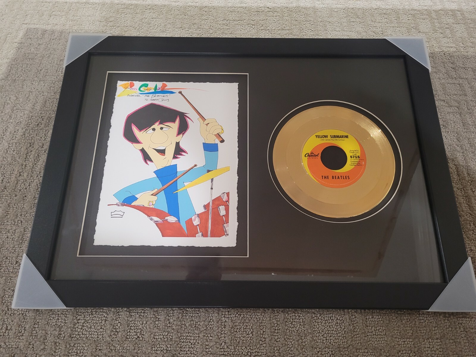 Ron Campbell Hand signed Ringo Starr Giclee & Yellow Submarine Gold Record Ron Campbell Hand signed Ringo Starr Giclee & Yellow Submarine Gold Record